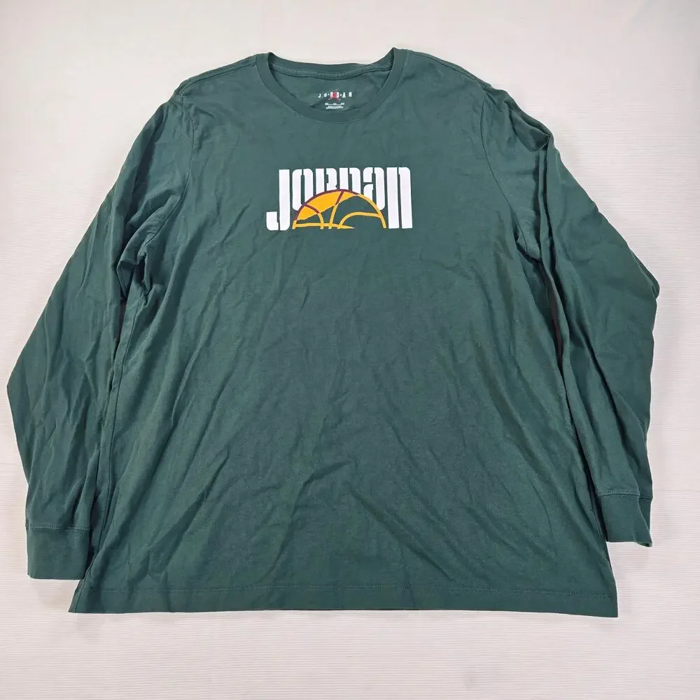 Nike Air Jordan Jumpman Retro DNA Long Sleeve Green‎ Shirt Men's Size 2XL